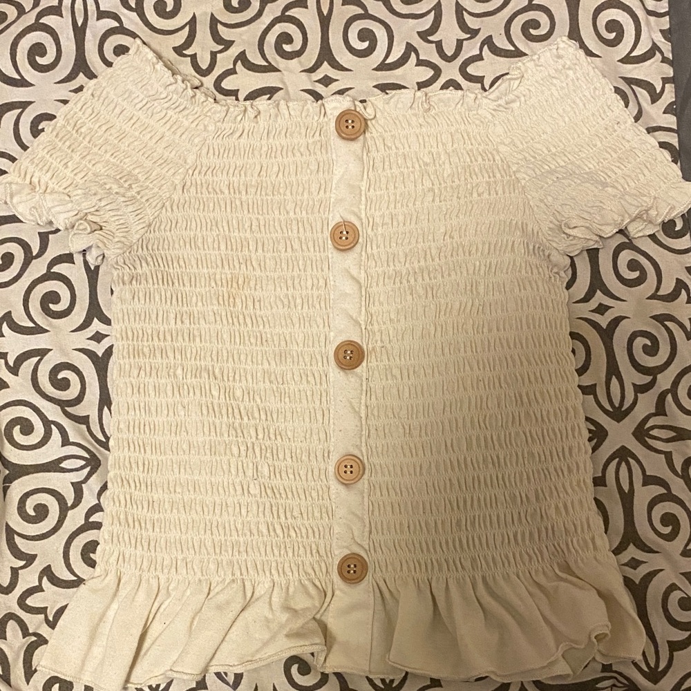 Speechless Cream Button-Down Crop Top